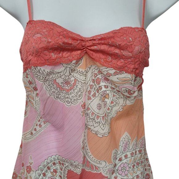 Vtg Y2k Babydoll Top Whimsical Boho Fairy Pink Glitter Coquette Feminine Dainty - Picture 1 of 15